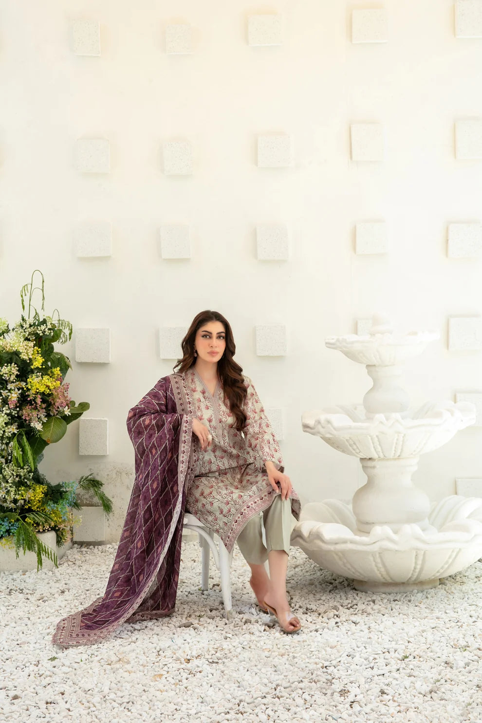 Tawakkal Blush Pink Floral Digital Print Chamki Lawn Stitched 3 Piece Suit KF-1207