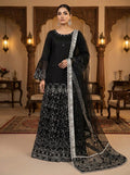 Black Embroidered Net Lehenga Suit with Silver Work KF-1049