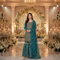 Black Fancy Chiffon Gharara Suit with Banarsi Jamawar, Gharara-002