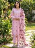 Pink Embroidered Lawn 3 Piece Suit with Chiffon Dupatta KF-1246