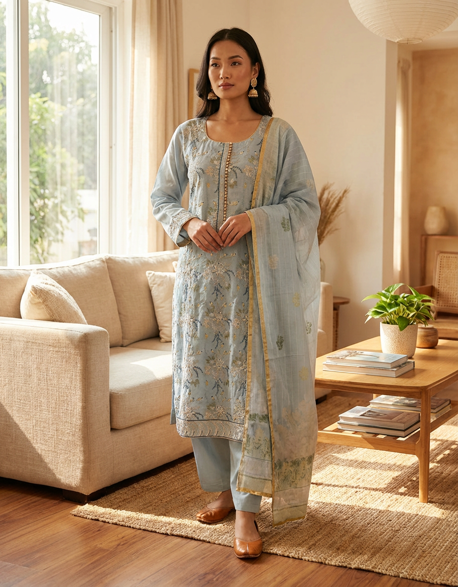 3 Pcs Lawn Embroidered Suit for Women - KF535