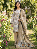 Grey and Yellow Printed Linen 3 Piece Suit KF-1075