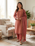 3 Pcs Lawn Suit for Women in Orange KF-9022