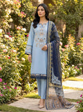 Sky Blue Embroidered Cotton Lawn Suit with Printed Silk Dupatta KF-1082