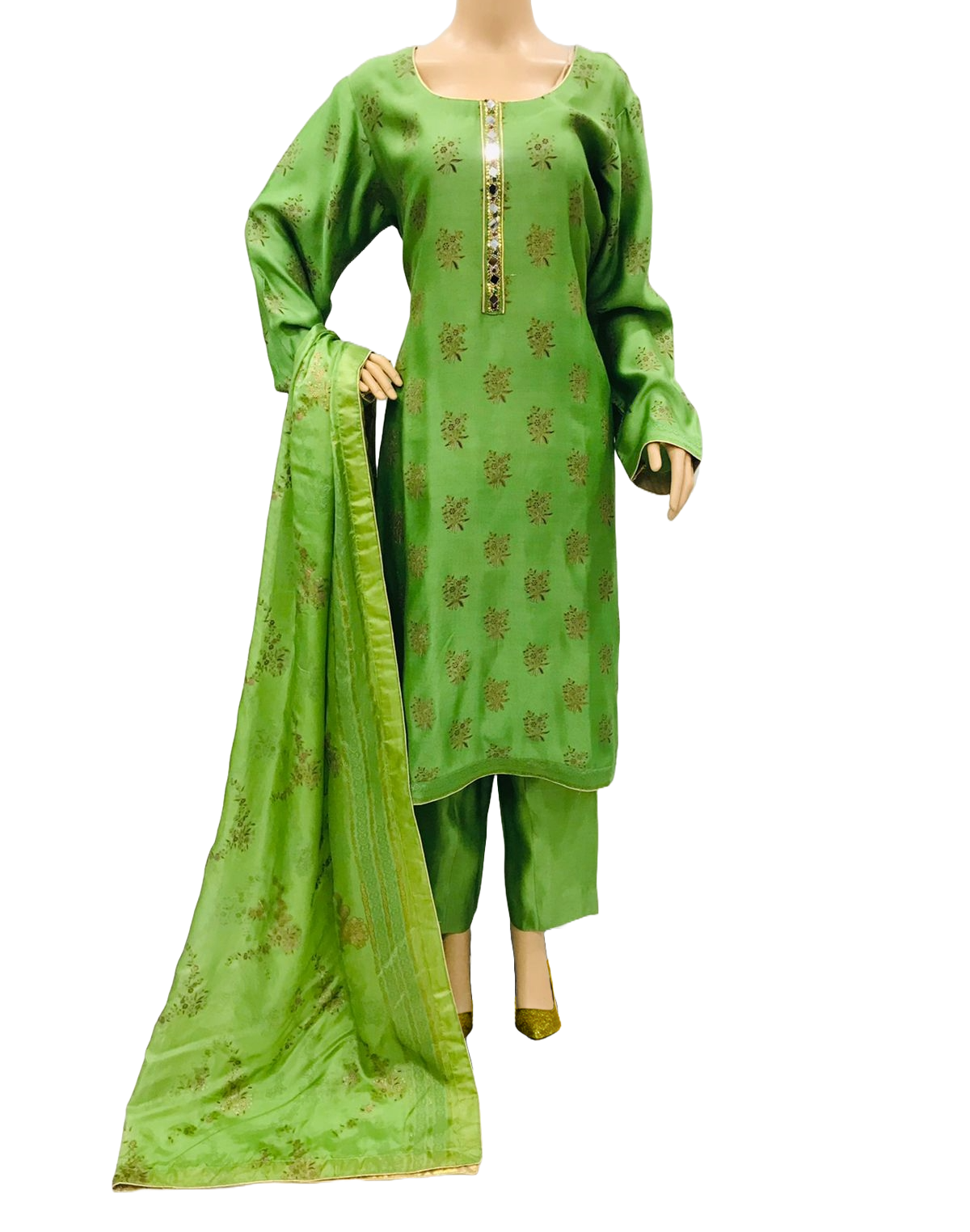 3 Pcs Khadi Net Blockprinted Suit for Women - KF521