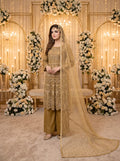 Golden Pearl and Sequence Embroidered Net 3 Piece Suit KF-953