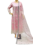 3 Pcs Net Long Frock for Women - KF515