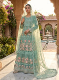 Mint Green Long Fancy Maxi with Floral Hand Work KF-960