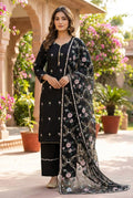 Black Multicolour Embroidered Cotton Lawn 3 Piece Suit KF-1144