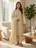 3 Piece Cotton Kameez Trouser Off white