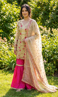 Yellow Mesoori Banarsi Gharara Suit with Green Silk Gharara, Gharara-022