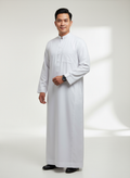 Men's White Thobe with Mandarin Collar, Thawb-008