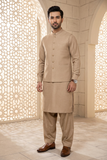 Men’s Beige Waistcoat Shalwar Kameez KF-0245