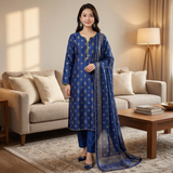 3 Pcs Lawn Block Print Suit for Women - KF529