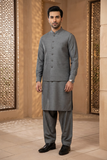 Men’s Grey Waistcoat Shalwar Kameez KF-0240
