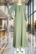 Sage Green Textured Georgette Maxi Dress KF-309