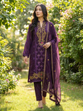 Purple Fully Embroidered Pure Chiffon 3 Piece Suit with Silk Trouser KF-1044