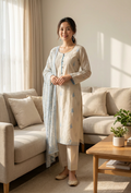 Heavy Embroidered Lawn 3 Piece Suit with Chikankari Chiffon Dupatta KF-538