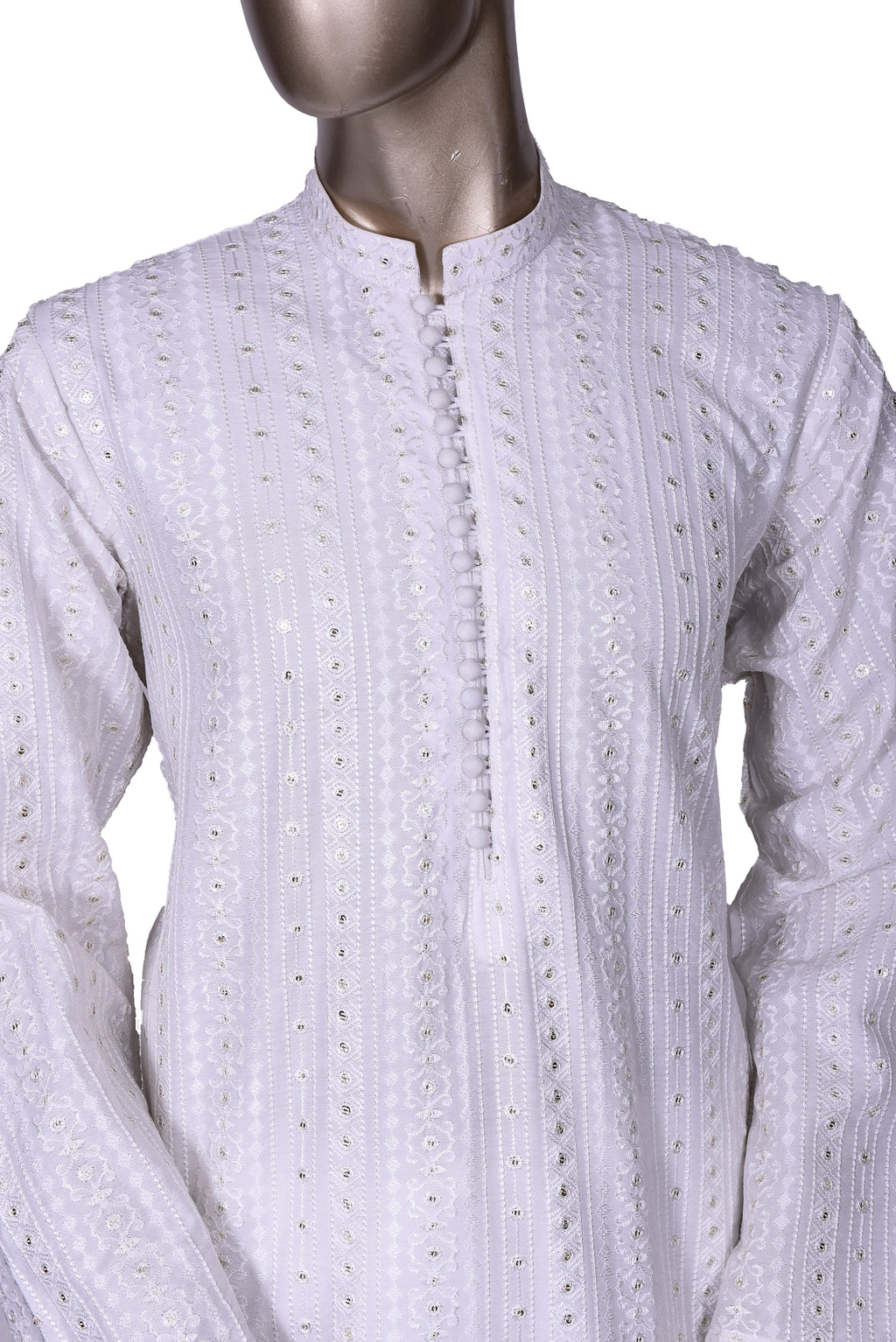 Men's Off White Embroidered Raw Silk Kurta Party Suit KF-20