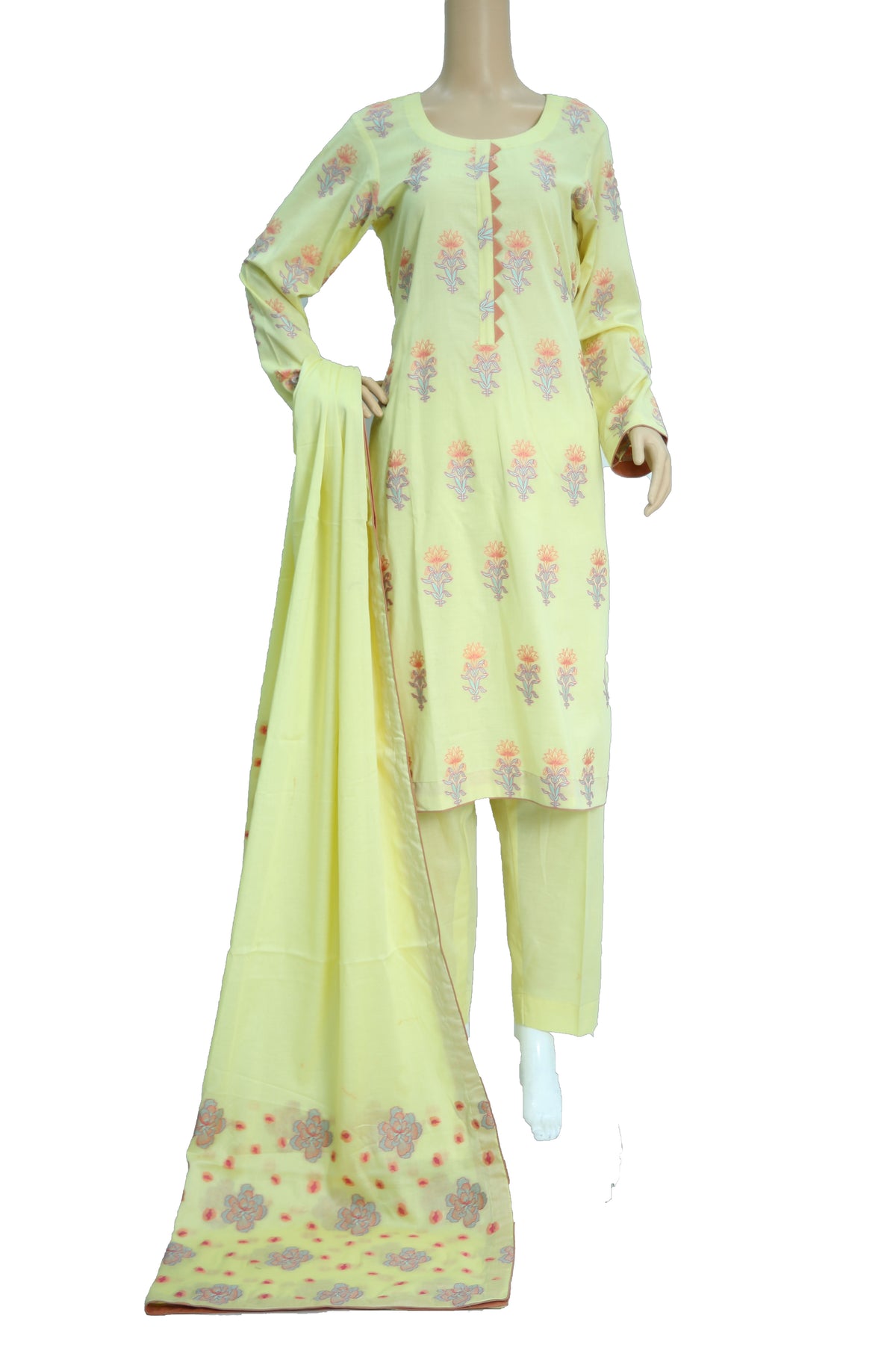 3 Pcs Lawn Jacquard Dress KF-1334
