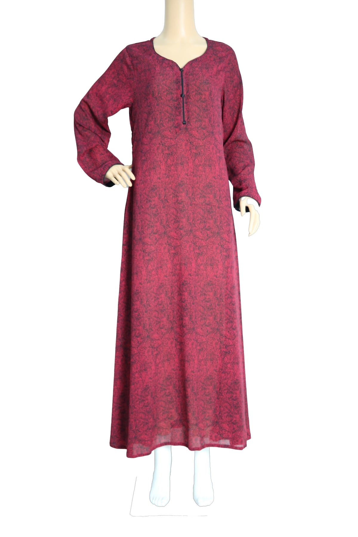 Maroon Paisley Print Georgette Maxi Dress KF-345