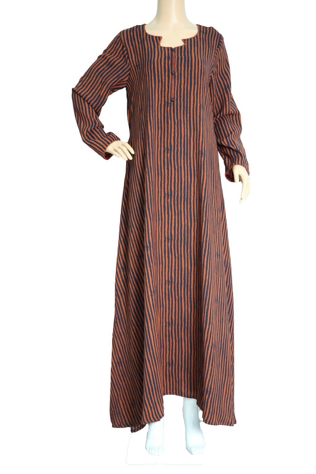 Rust and Navy Stripe Georgette Maxi Dress KF-327