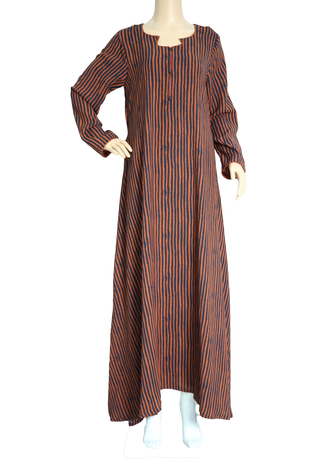 Rust and Navy Stripe Georgette Maxi Dress KF-327