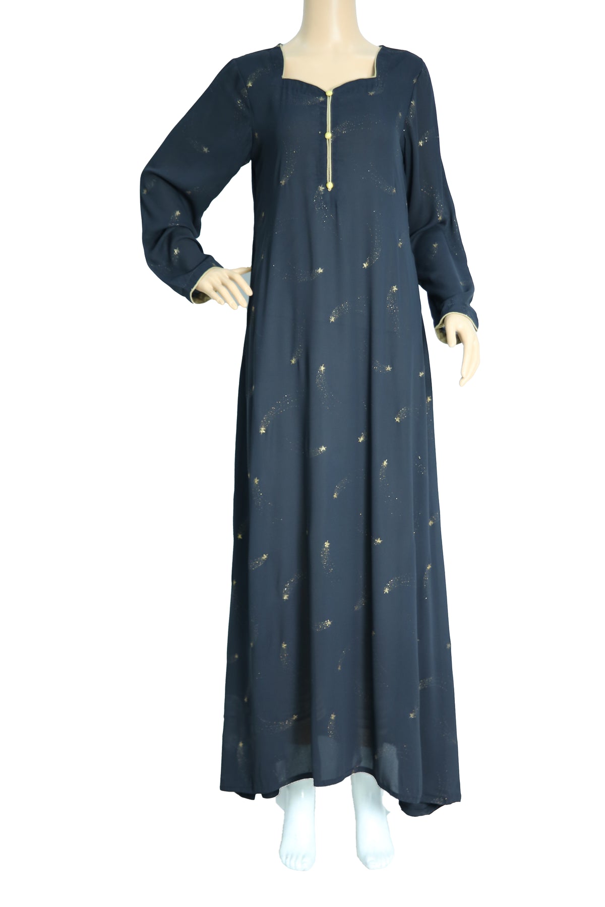 Navy Scattered Motif Georgette Maxi Dress KF-350