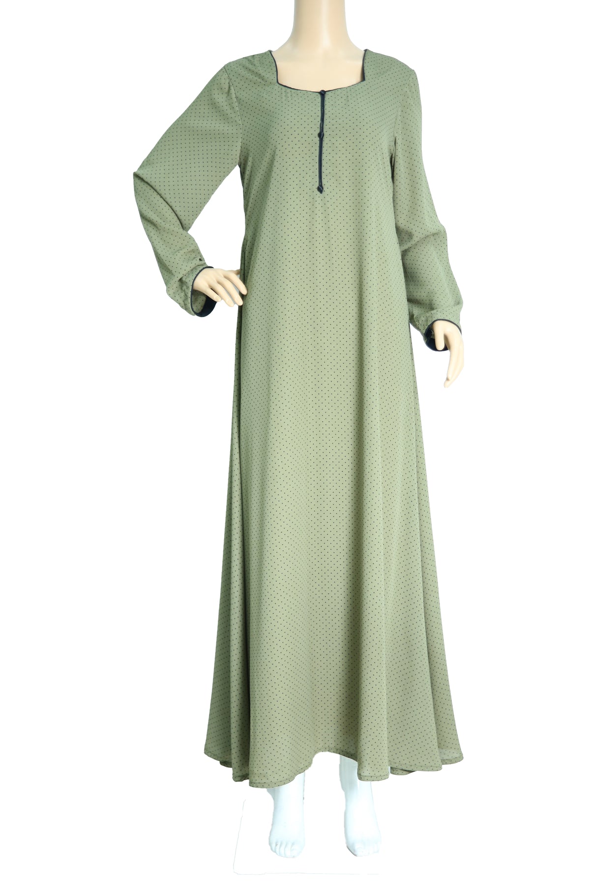 Sage Green Textured Georgette Maxi Dress KF-309