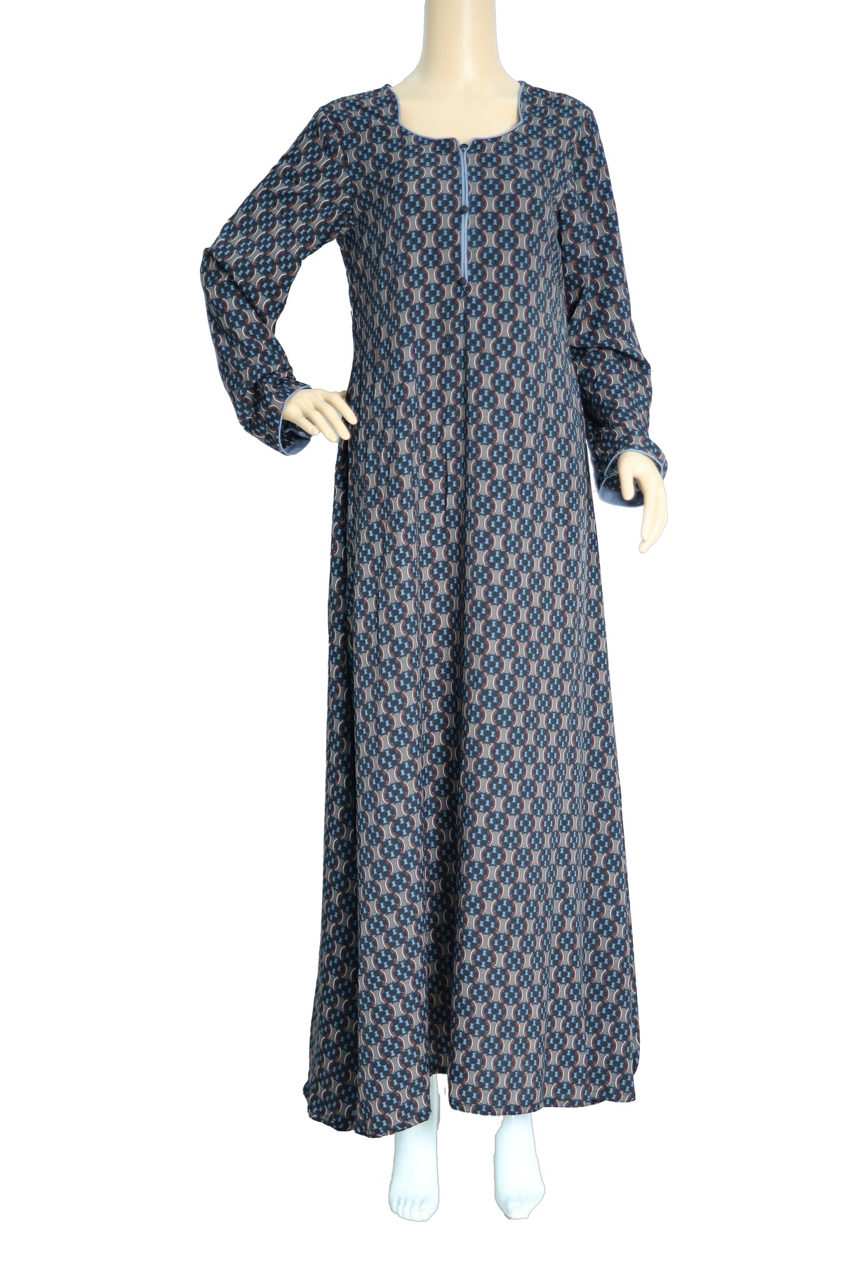 Navy Geometric Print Georgette Maxi Dress KF-323