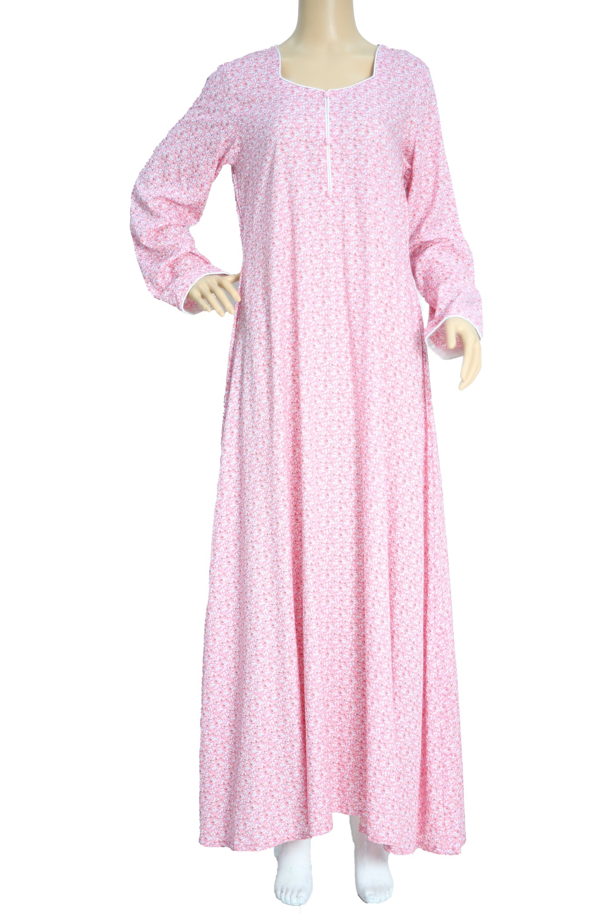 Pink Floral Print Linen Maxi Dress KF-389