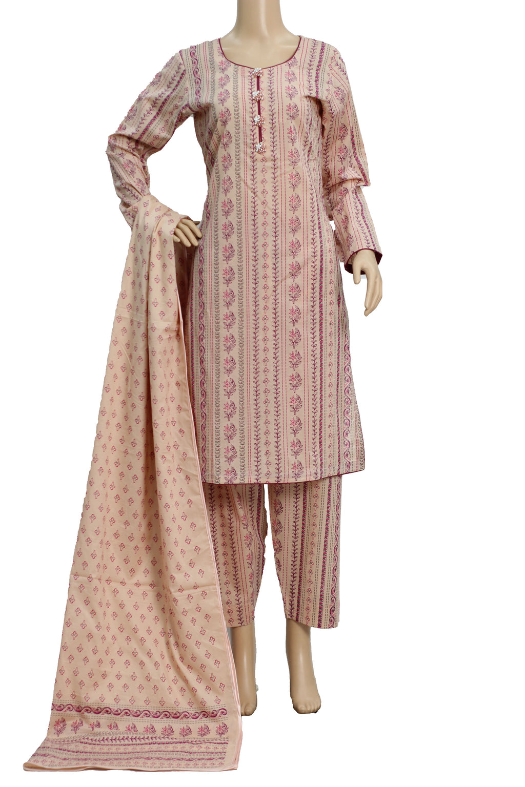 3 Pcs Wash & Wear Lawn Dress KF-1321
