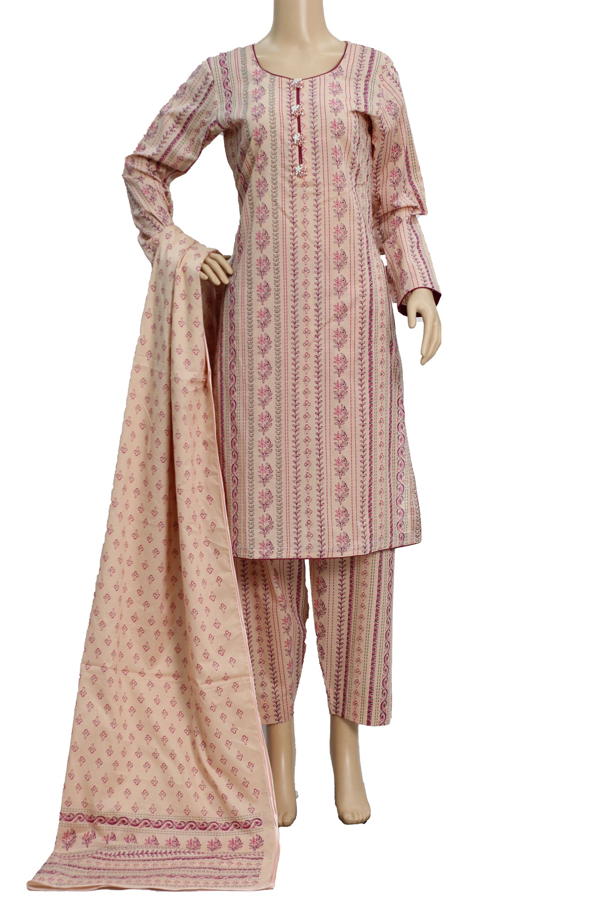 3 Pcs Wash & Wear Lawn Dress KF-1321