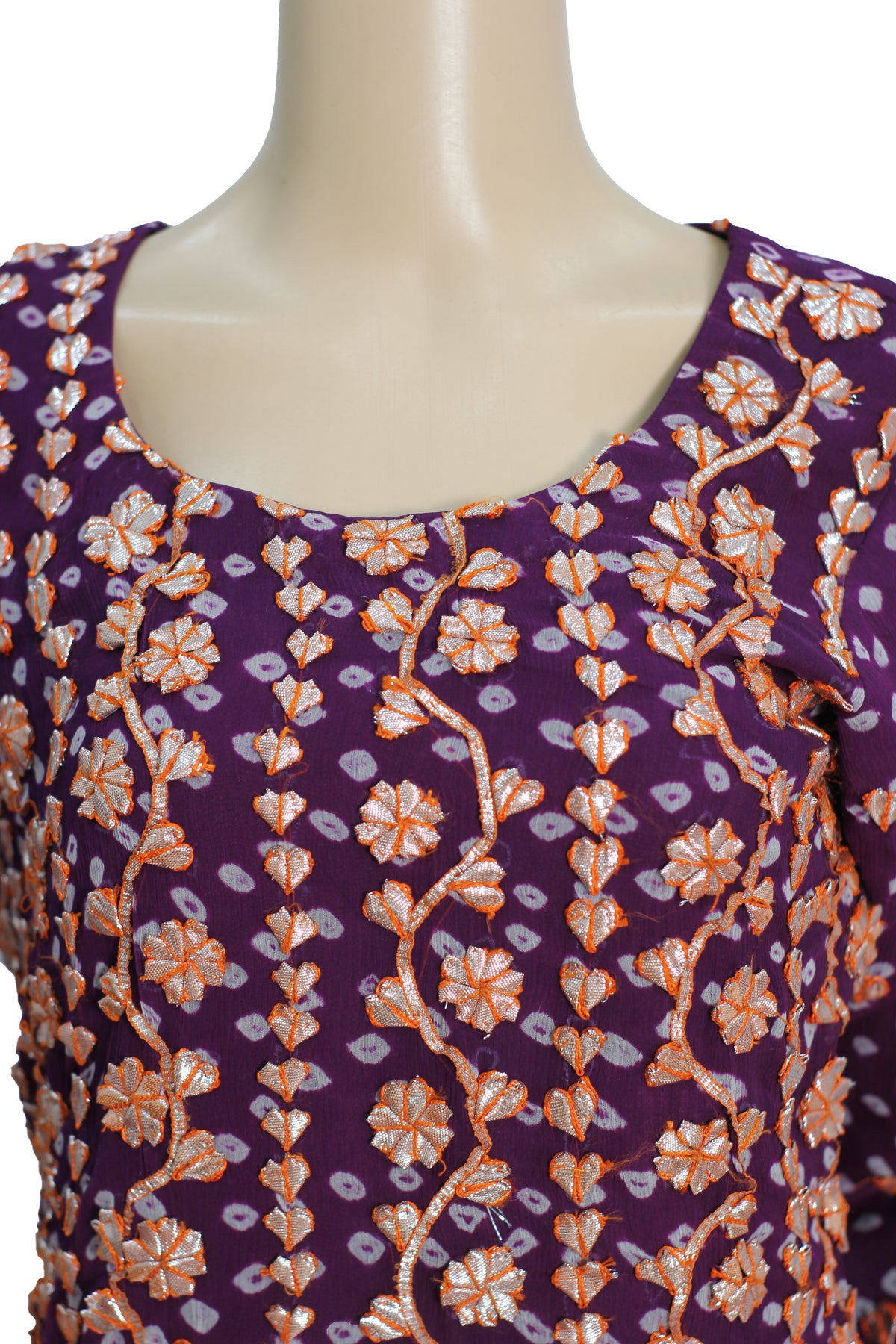 Purple Gotta Hand Work Fancy Chiffon Gharara Suit with Banarsi Jamawar KF-801