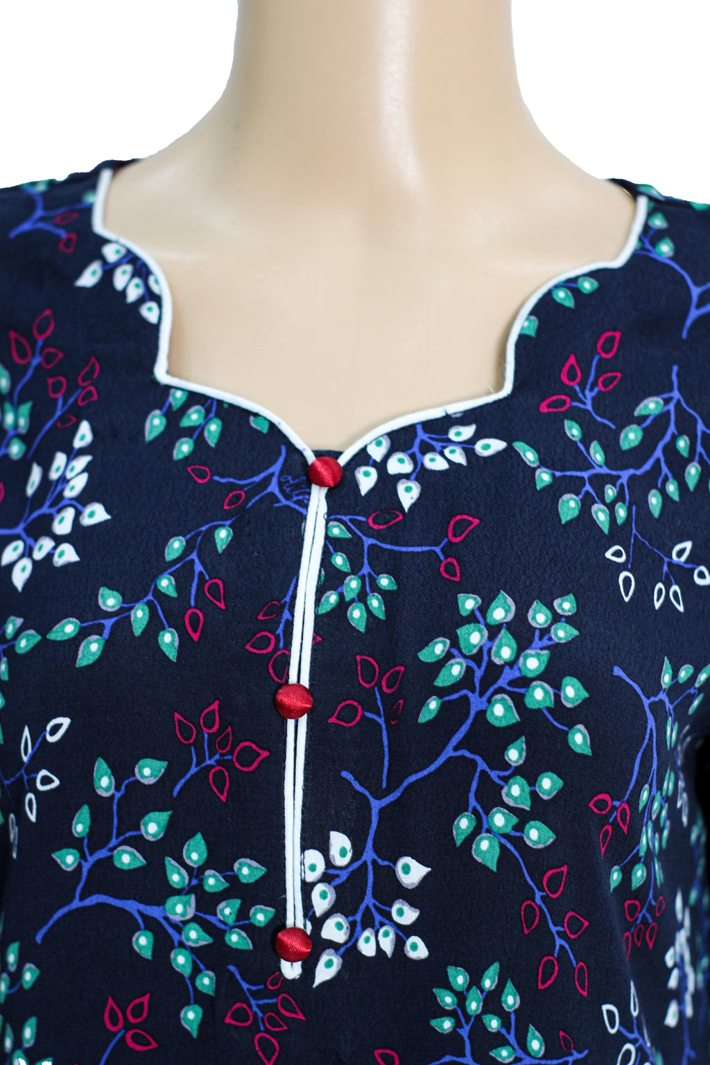 Navy Floral Print Creep Georgette Maxi Dress KF-109