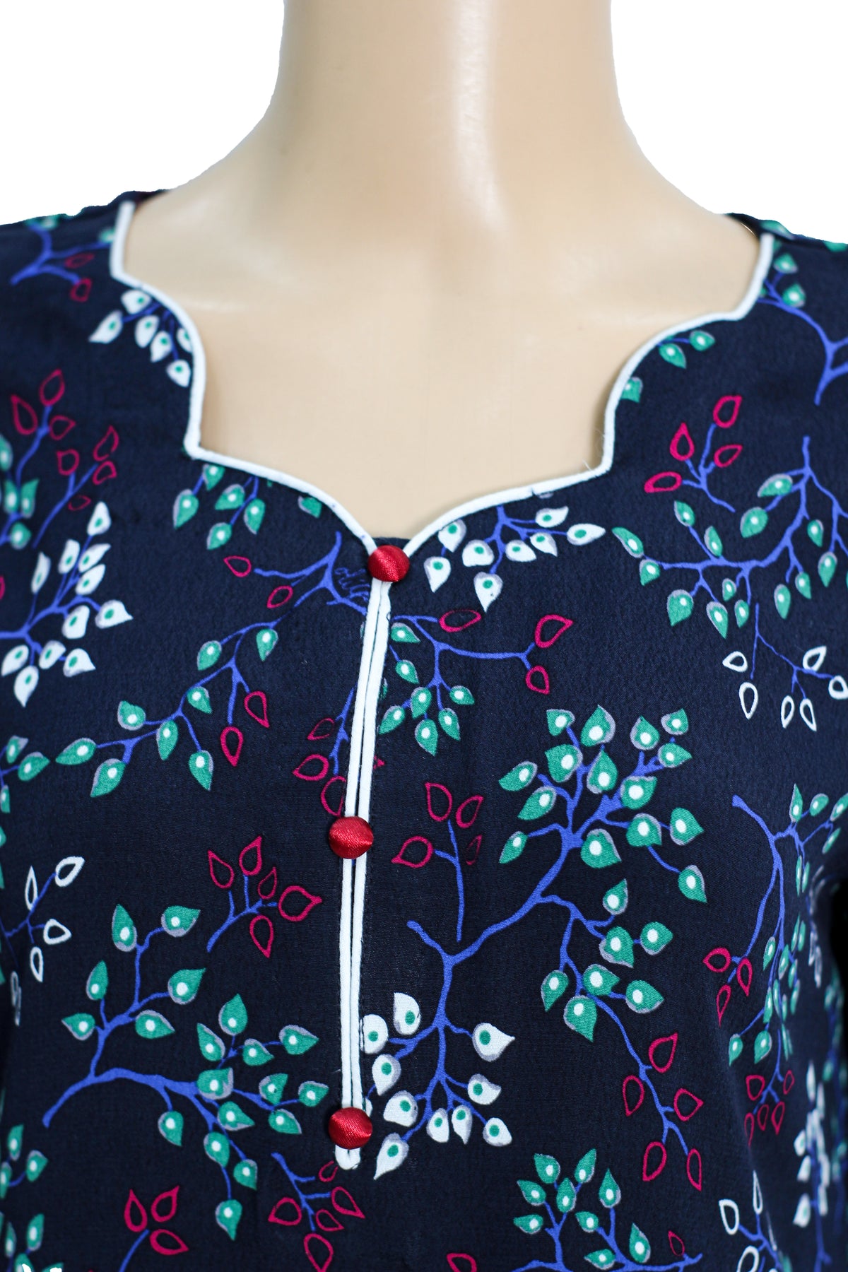 Navy Floral Print Creep Georgette Maxi Dress KF-109
