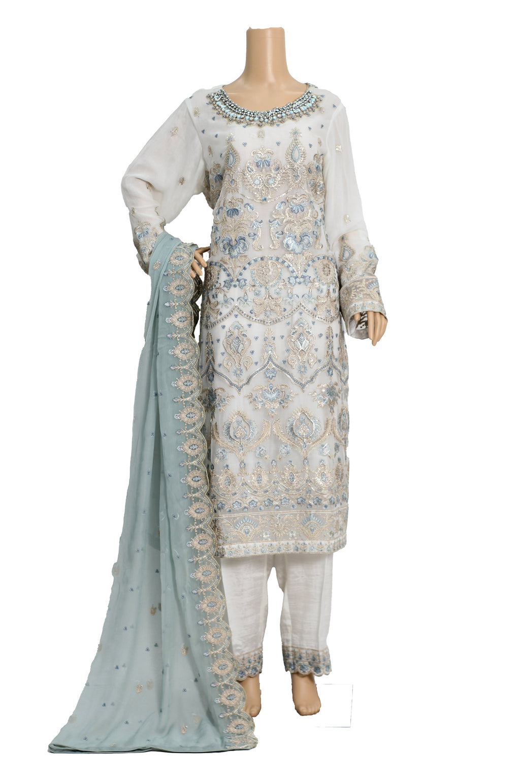 3 Pcs Chiffon Embroidered Suit KF-557