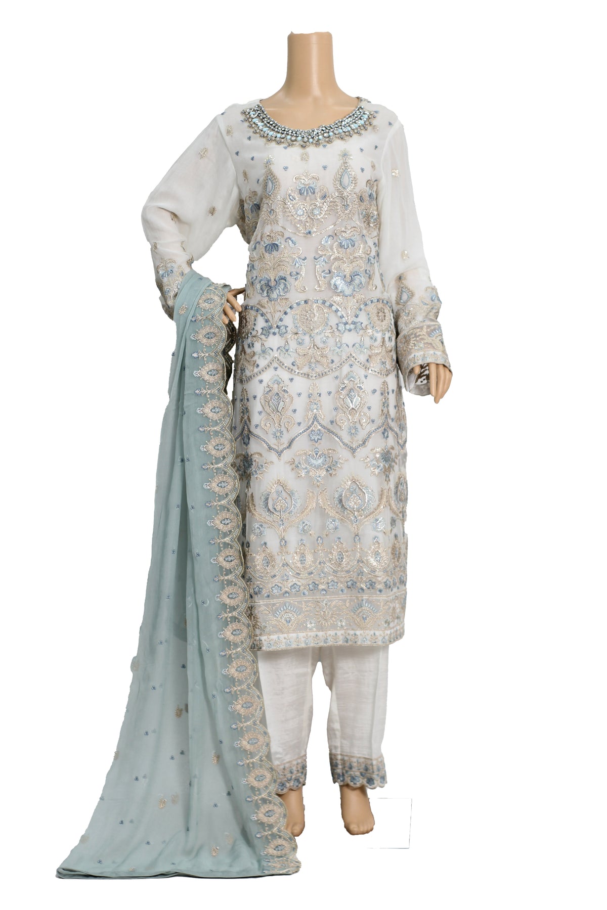 3 Pcs Chiffon Embroidered Suit KF-557