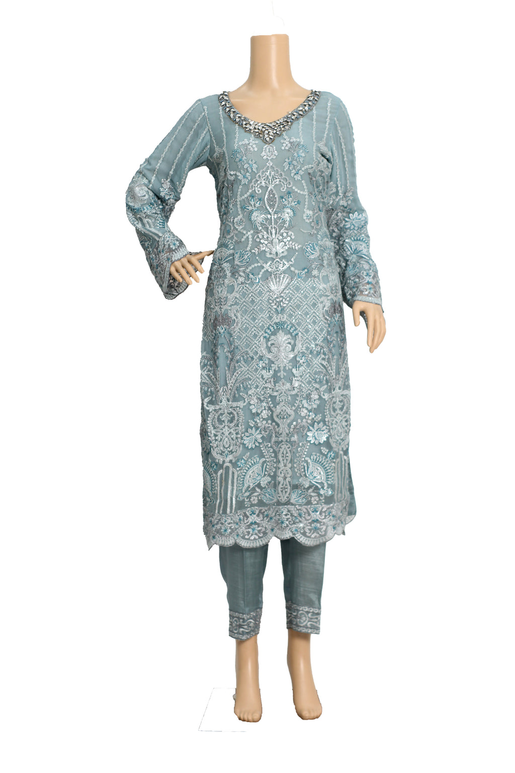 3 Pcs Chiffon Embroidered Suit KF-552