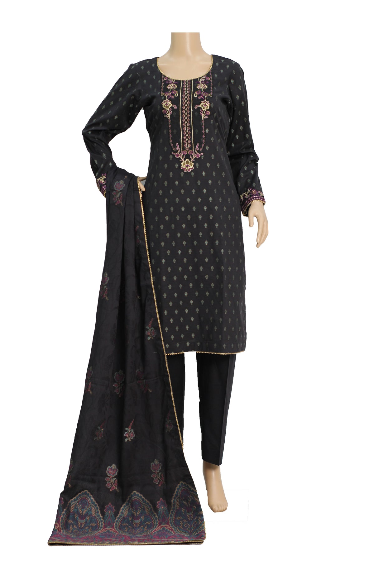 3 pcs Lawn Jacquard Dress KF-1339