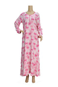 Pink Palm Print Linen Maxi Dress KF-224