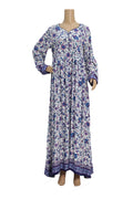Ivory Paisley Print Creep Georgette Maxi Dress KF-214