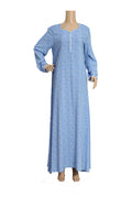 Light Blue Ditsy Print Linen Maxi Dress KF-445