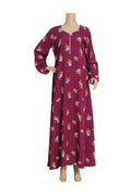 Magenta Floral Bouquet Print Linen Maxi Dress KF-441