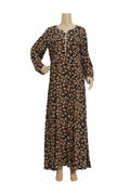 Black Ditsy Floral Print Linen Maxi Dress KF-411