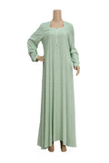 Sage Green Dot Print Linen Maxi Dress KF-423