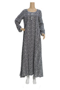 Black and White Animal Print Linen Maxi Dress KF-368