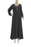 Black and White Polka Dot Georgette Maxi Dress KF-302