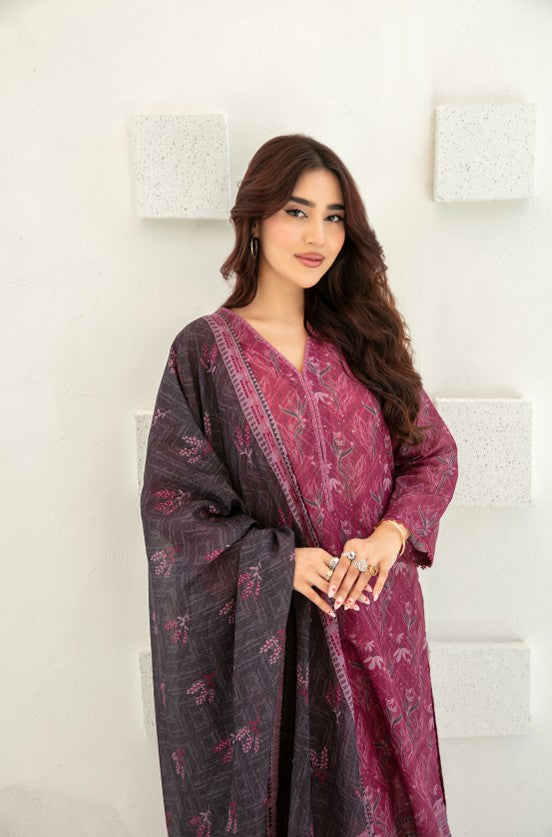 3pcs Stitched Printed Chamki Lawn KF-1242