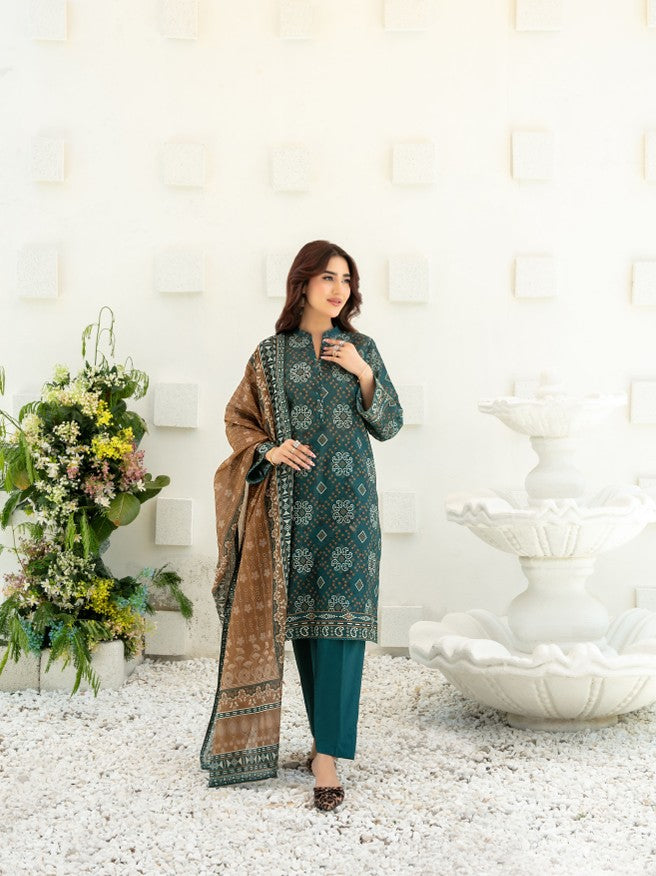 3pcs Stitched Printed Chamki Lawn KF-1236